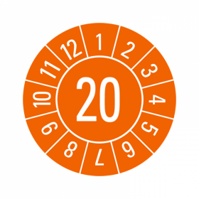 Prfplaketten - Jahreszahl 2-stellig - 20 mm - 20 - Orange